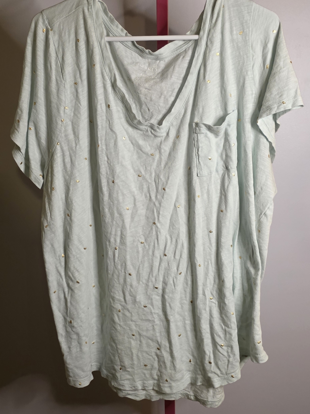 torrid Mint Green Tee with Pale Gold Print Sz 4